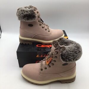 Lugz Empire Hi Fur Water Resistant Memory Foam Boots Pink‎ Bone Gum Womens 8 NEW